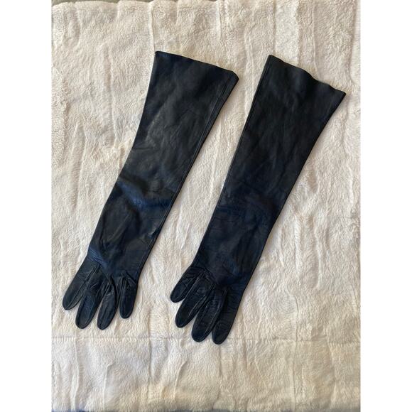 Lionel Le Grand Gloves Vintage Leather Long Dark Gray Size 7 - Picture 1 of 4
